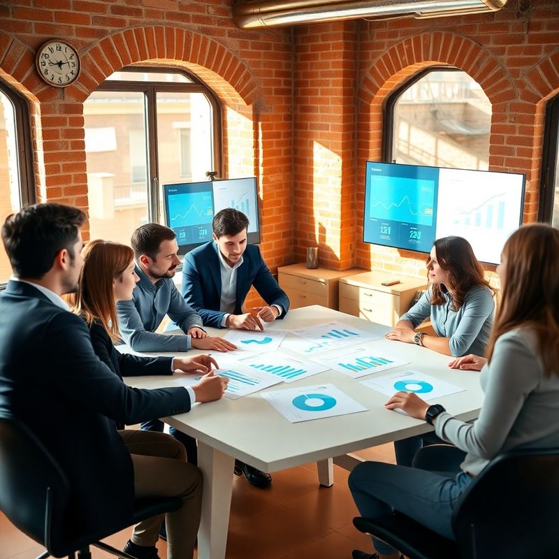 Equipo de Estudio González revisando gráficos financieros en una oficina en Sevilla