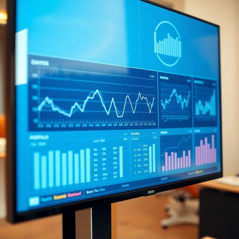 Panel de datos financieros con gráficos de línea en tonos azules
